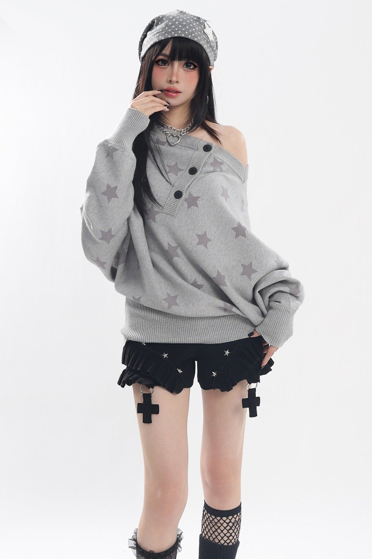 Star Batwing Knit Sweater