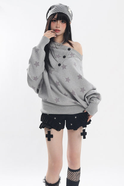 Star Batwing Knit Sweater