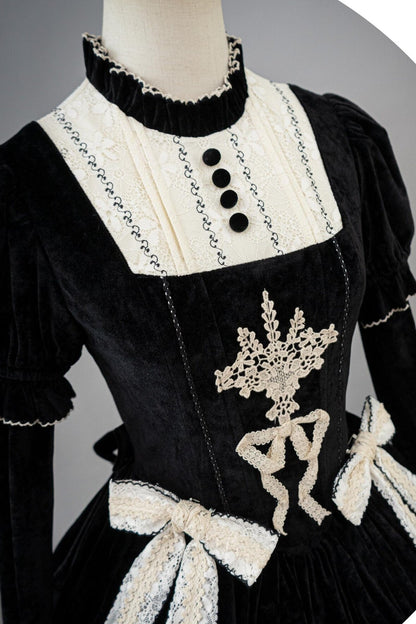 Pfingstrosen-Träumerei Samt-Lolita-Kleid