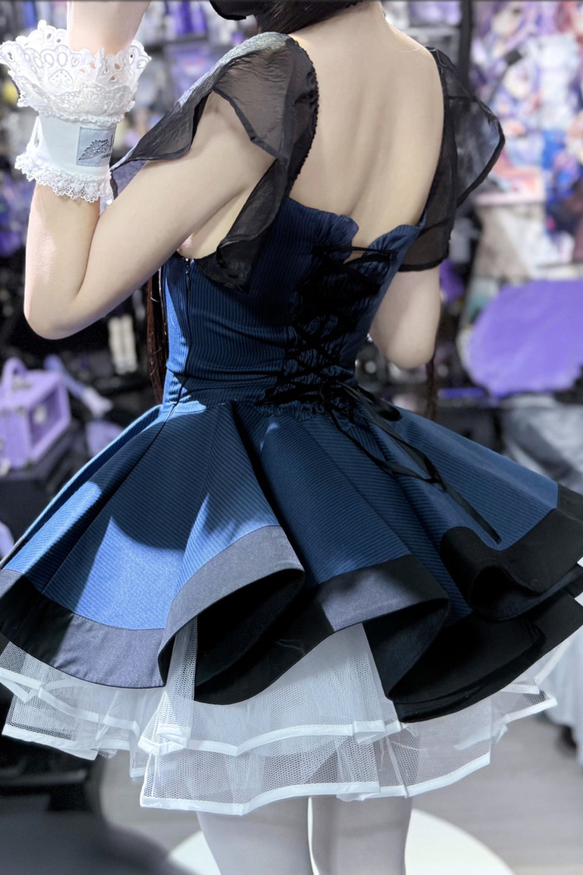 Striped Layered-Look Maid Dress