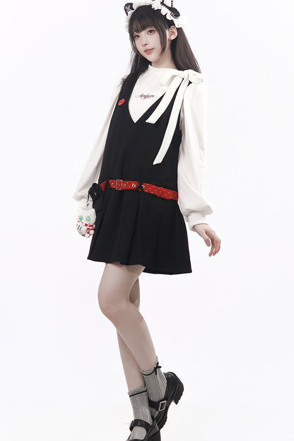 V-Neck Knit Skirt and Knit Top Set-Up