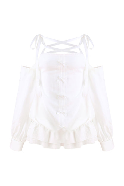 White Off-Shoulder Top and Tiered Skirt Set-Up