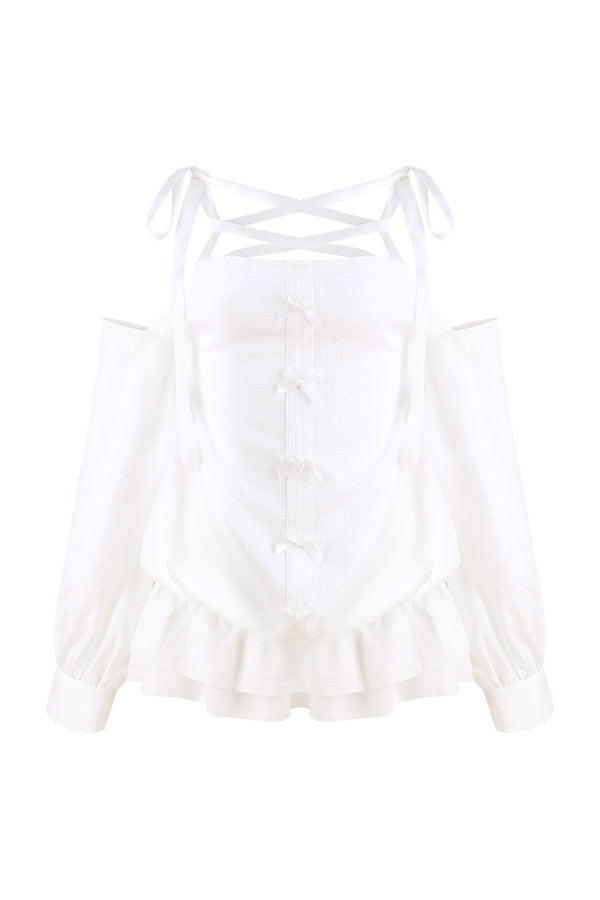 White Off-Shoulder Top and Tiered Skirt Set-Up