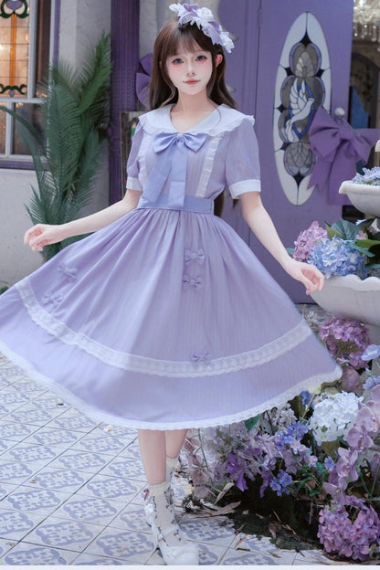 Purple Lace Stripes Academy Dress