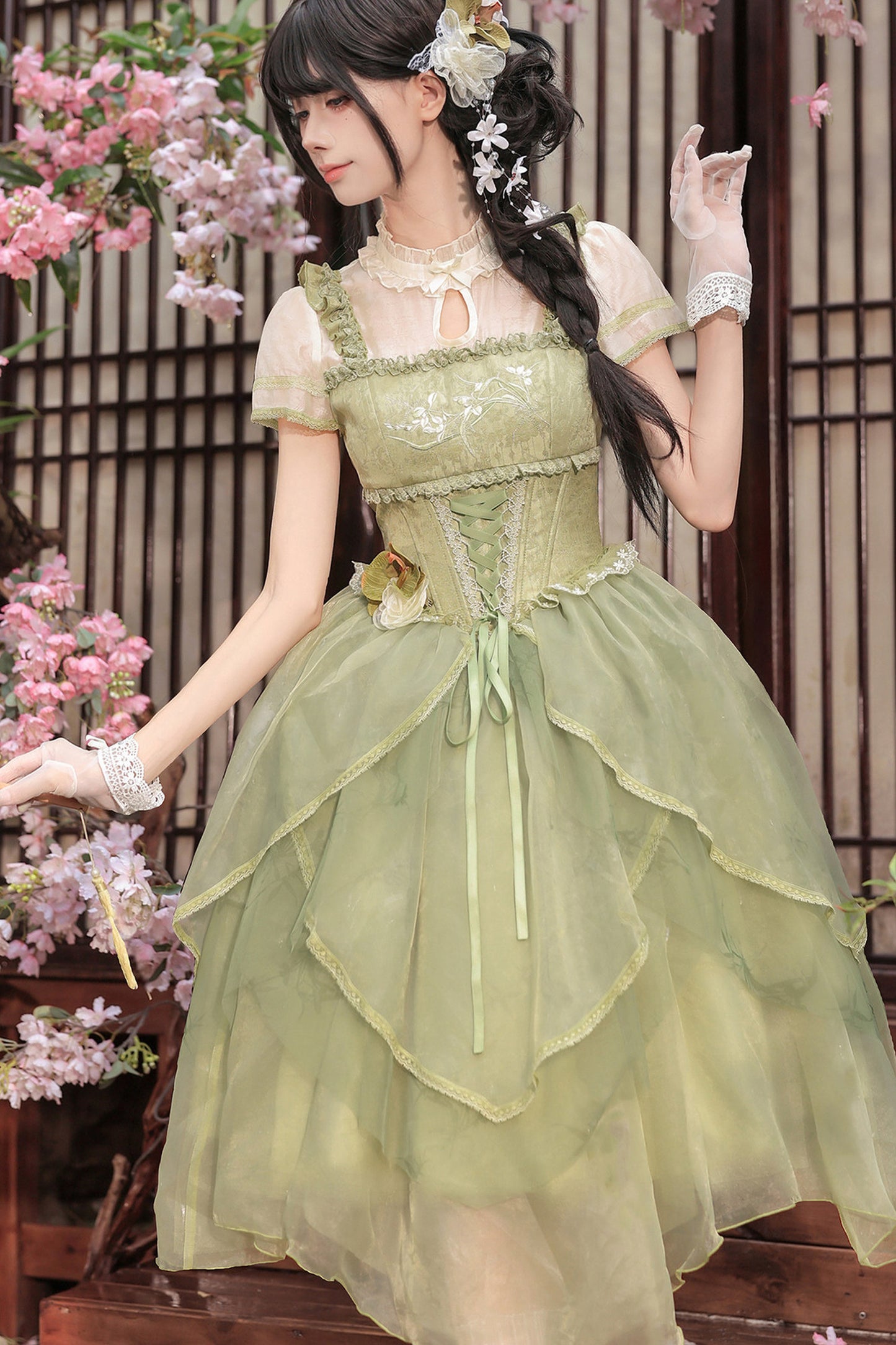 Robe de princesse chinoise romantique + accessoires