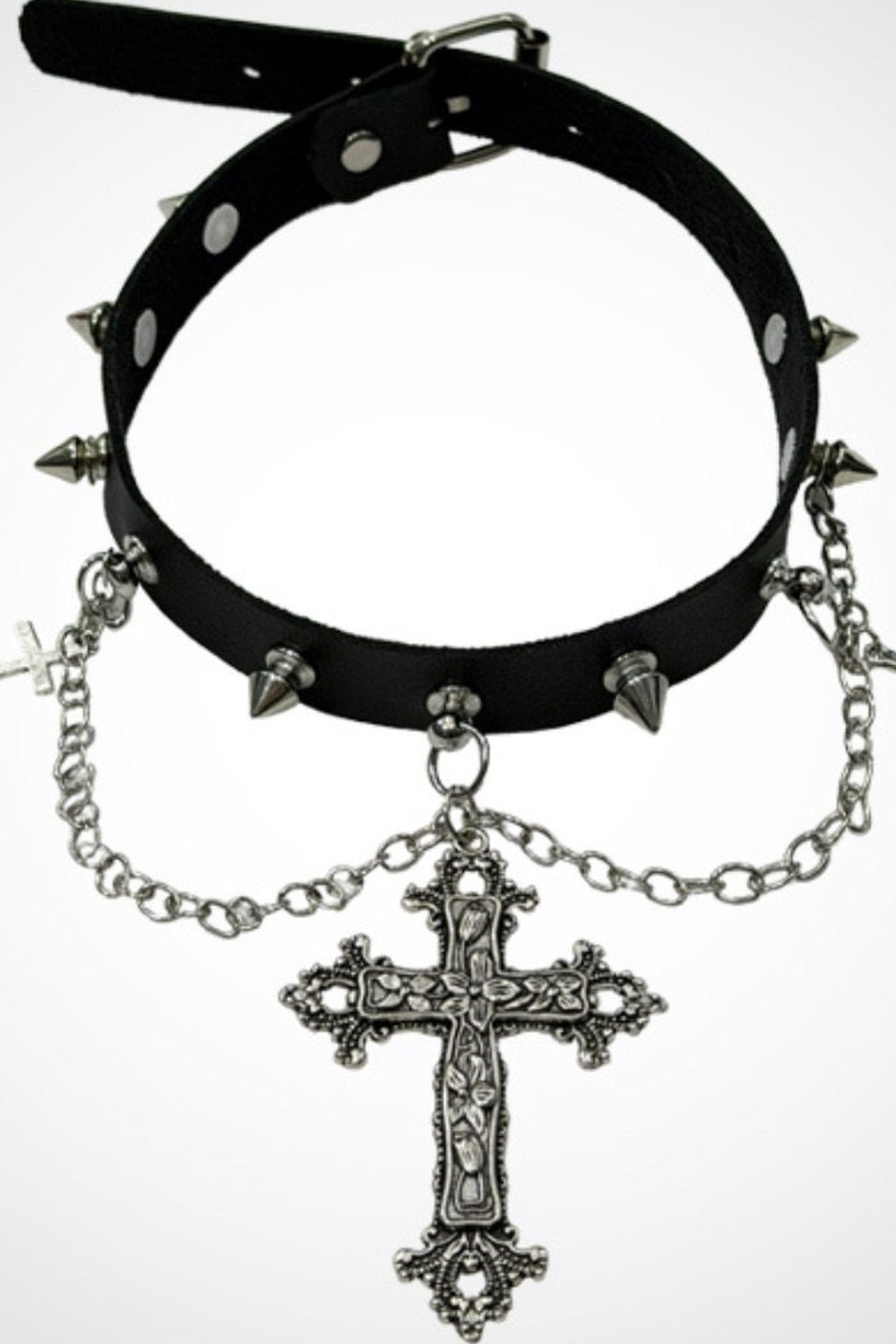 Y2K Cross Pendant Choker Necklace