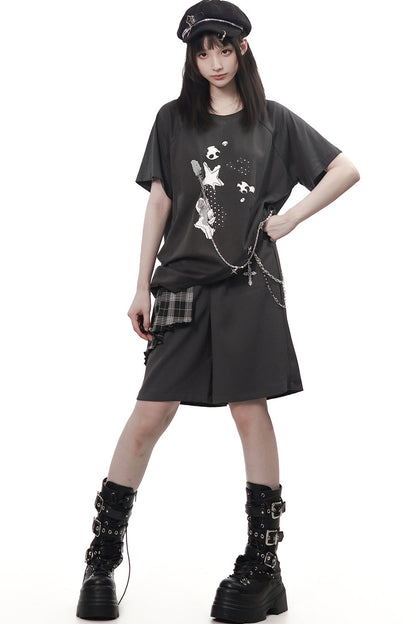 Rebellischer Akkord Raglan-Schal-Kurzarm-Hosen-Set