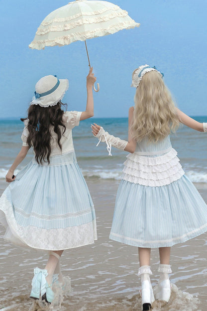 Blue Marine Fairy Lace Lolita Dress + Top + Skirt