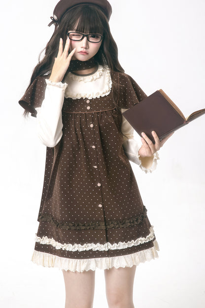 Brown Polka Dot Layered-Look Dress
