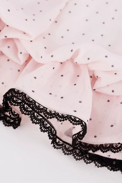Pink Polka Dot Top And Skirt Set-Up