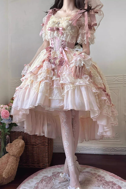 Rose-Schleifen-Gorgeous-Prinzessinnen-Lolita-Kleid