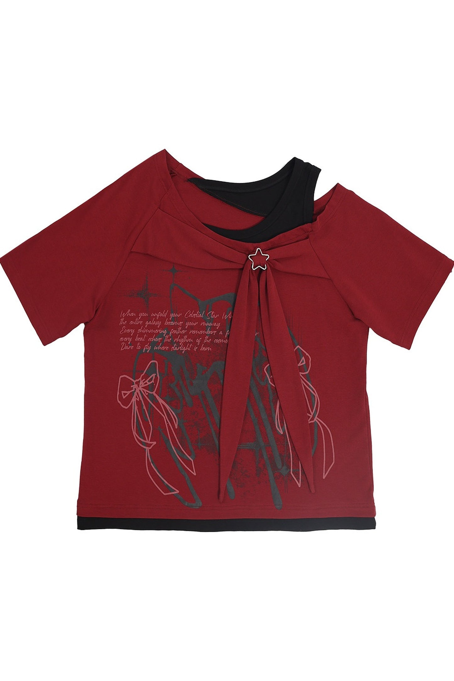 Y2K schulterfreies lockeres T-Shirt