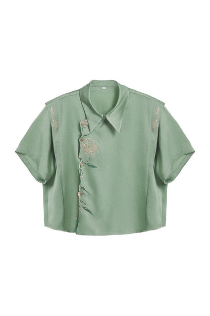 Golden Crow Embroidered Blouse Set-Up