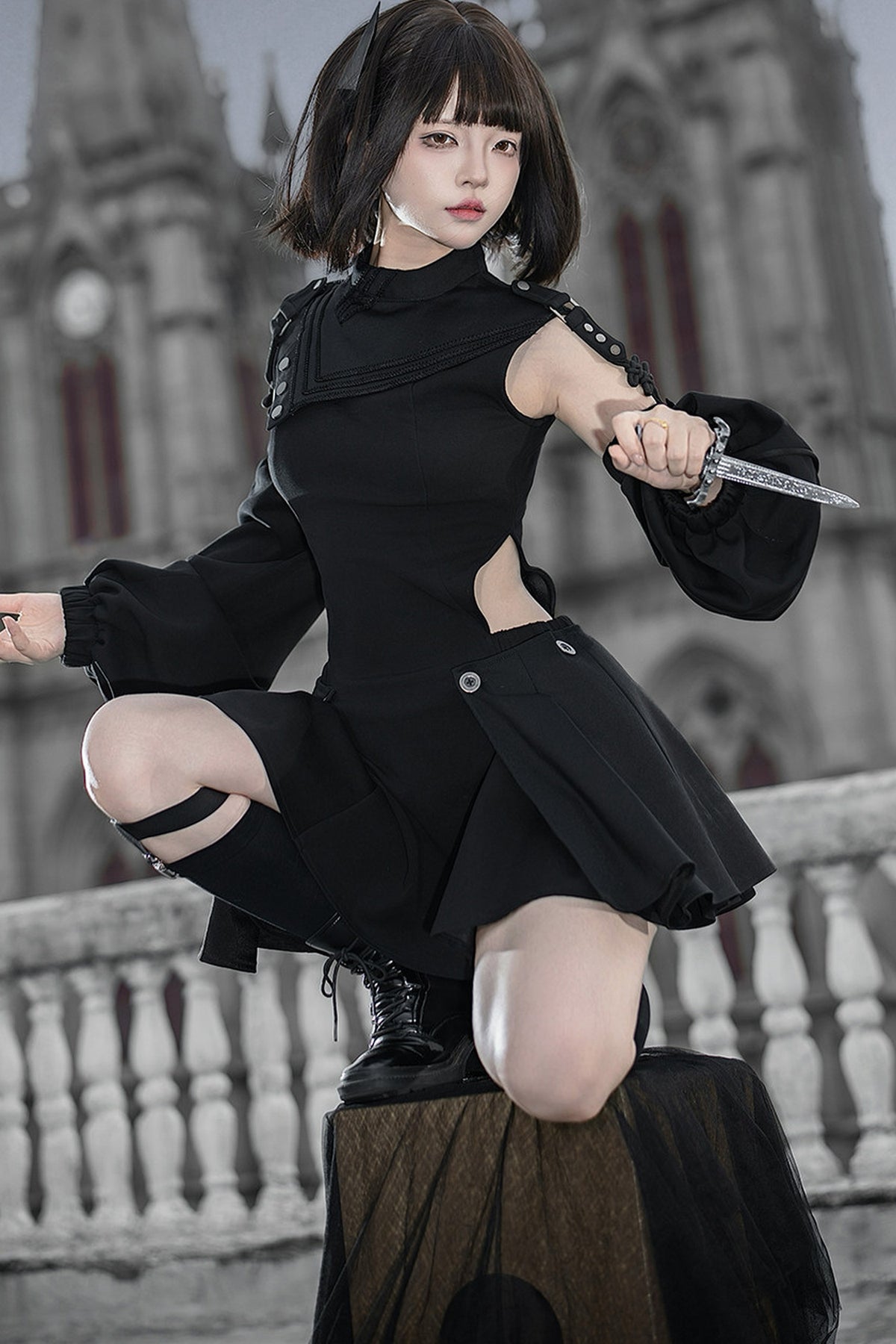 Dark Tactical Prince Dress and Pants Set