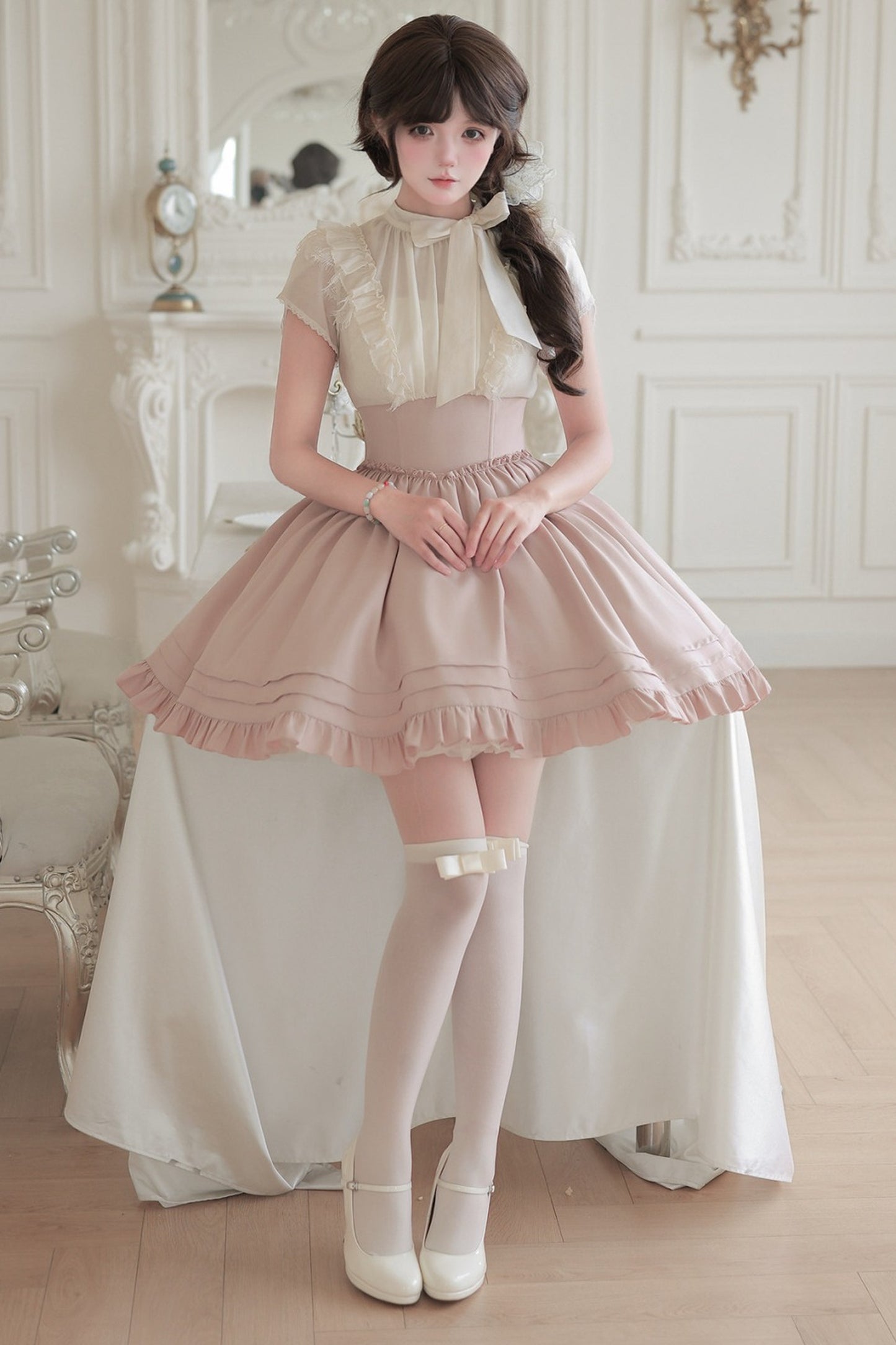 Blush Corset Ruffle Dress