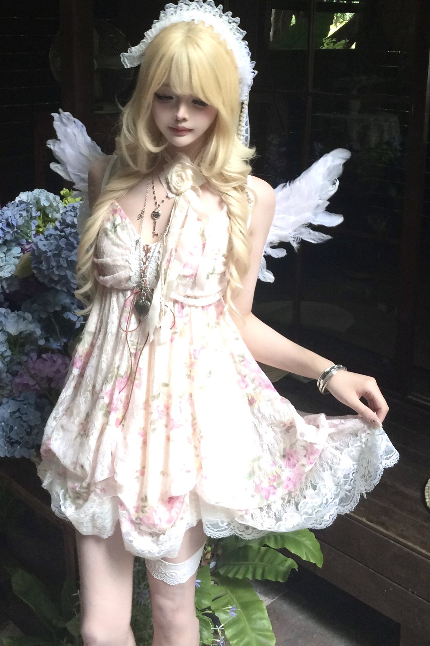 Ruffle-Sleeve Cardigan & Cami Dress Set-Up