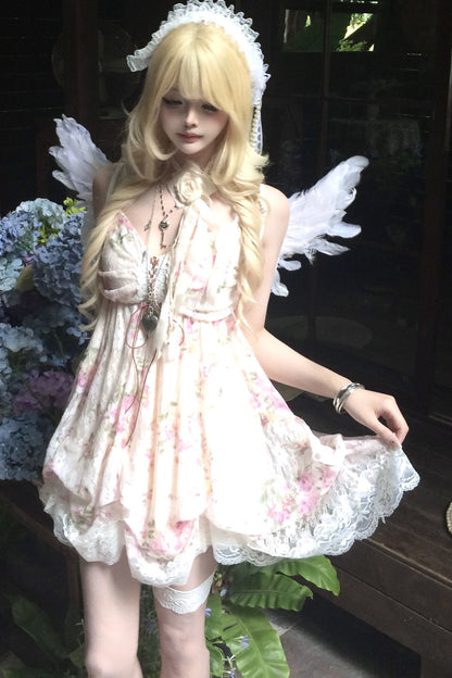Ruffle-Sleeve Cardigan & Cami Dress Set-Up