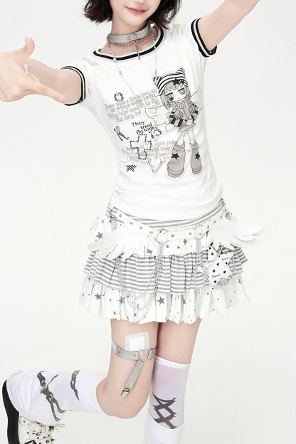 Monochrome Magical Girl T-Shirt + Skirt (with Belt)