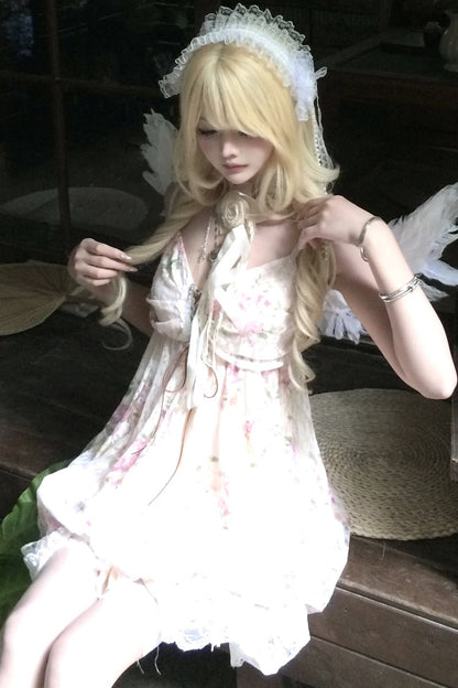 Ruffle-Sleeve Cardigan & Cami Dress Set-Up