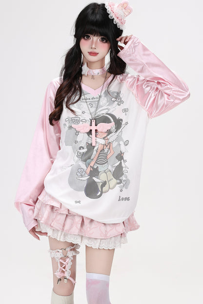 Engel-Satin-Katzen-T-Shirt