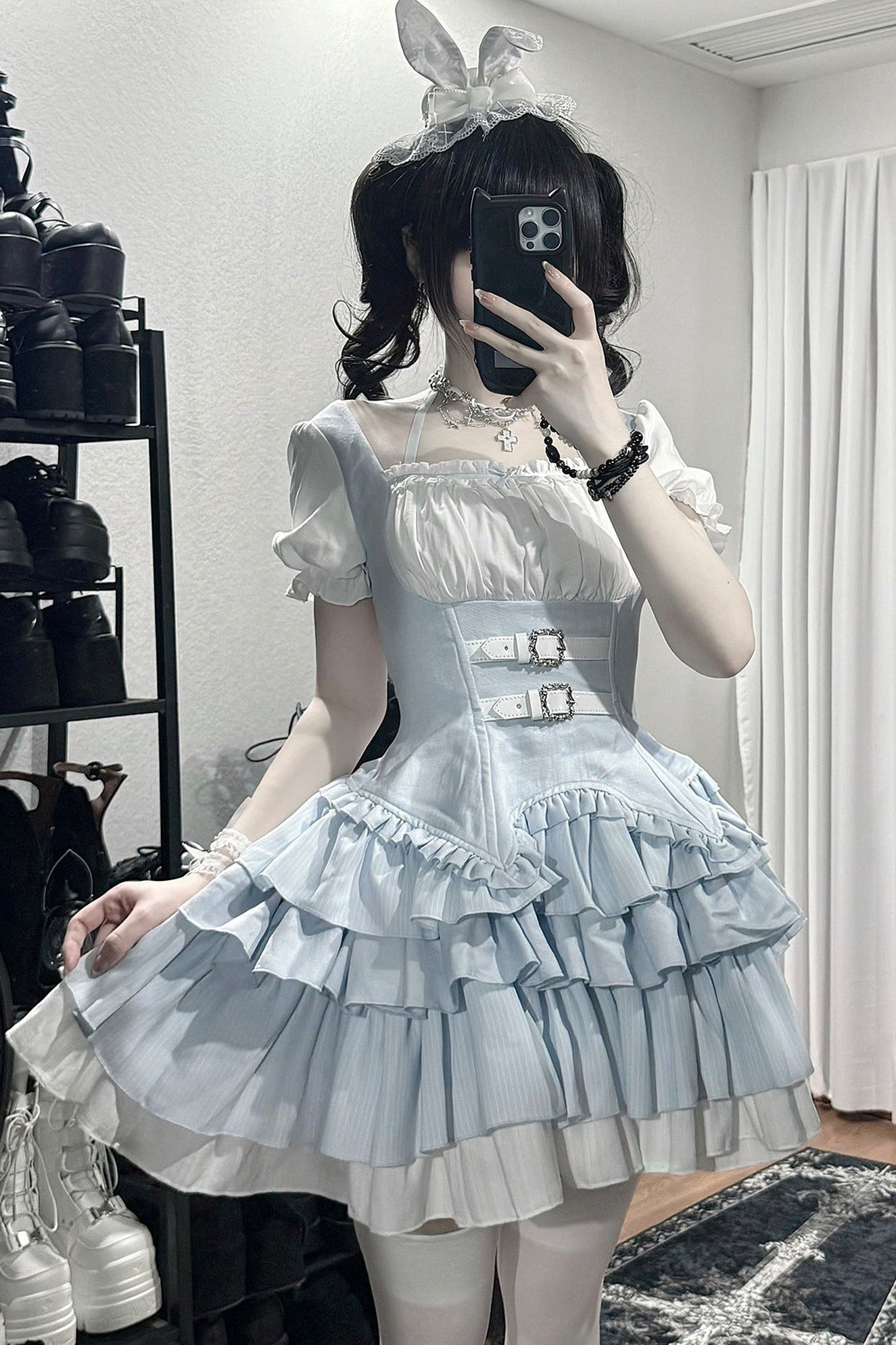 Cool Square Neck Four-Stage Dress