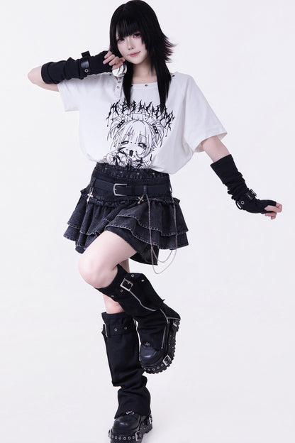 Loose One-Shoulder Camisole T-Shirt