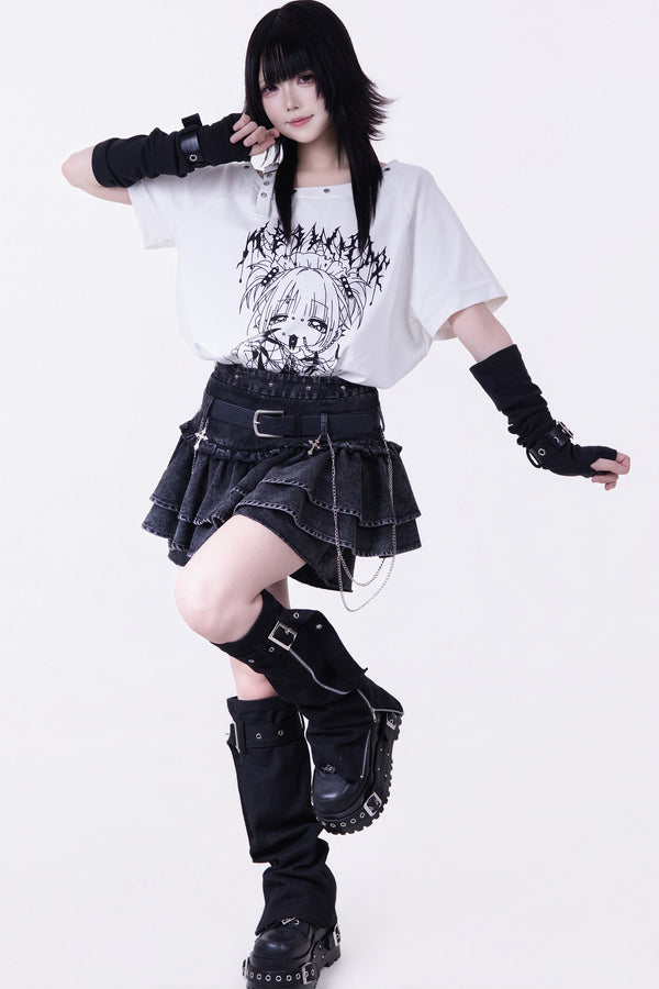 Loose One-Shoulder Camisole T-Shirt