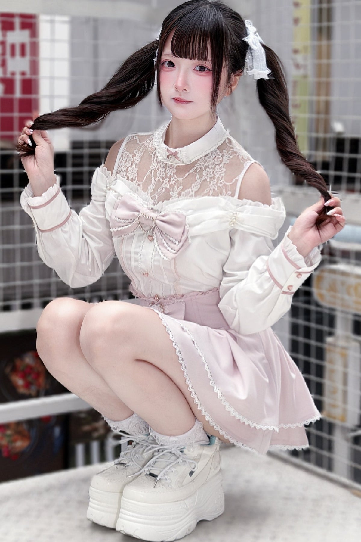 Japanese Lace Tencel Shirt And Skirt Set
