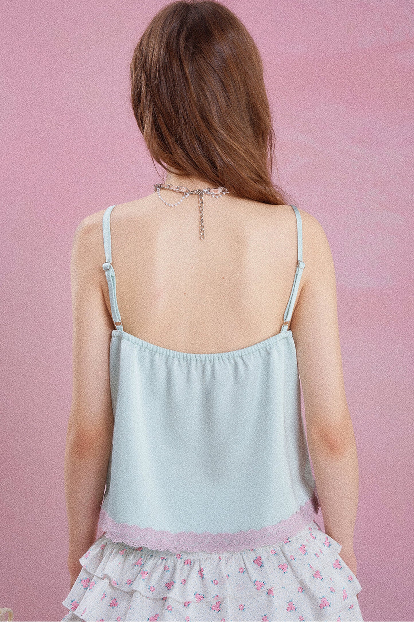 Camisole-Oberteil aus Satin mit Spitze