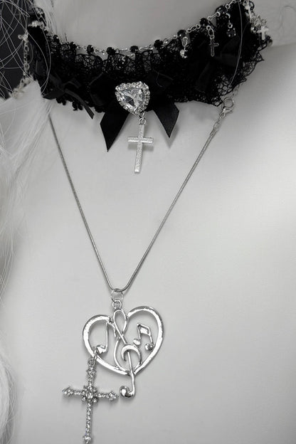 Heart Cross Bijou Necklace