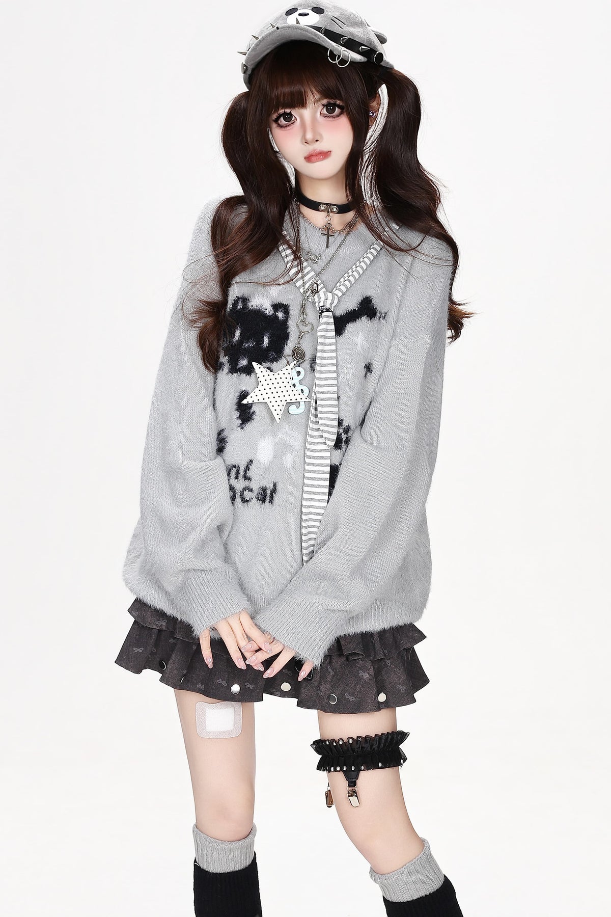 Cat Striped Pullover Sweater