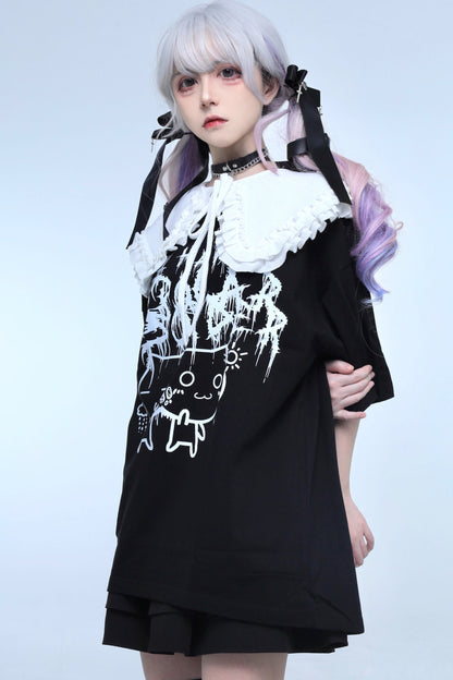 病みかわツインキャットTシャツ
