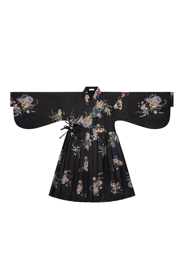 Floral Hanfu Puffy Dress Set