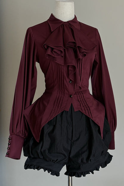 Gothic Ruffle Collar Long-Sleeved Shirt