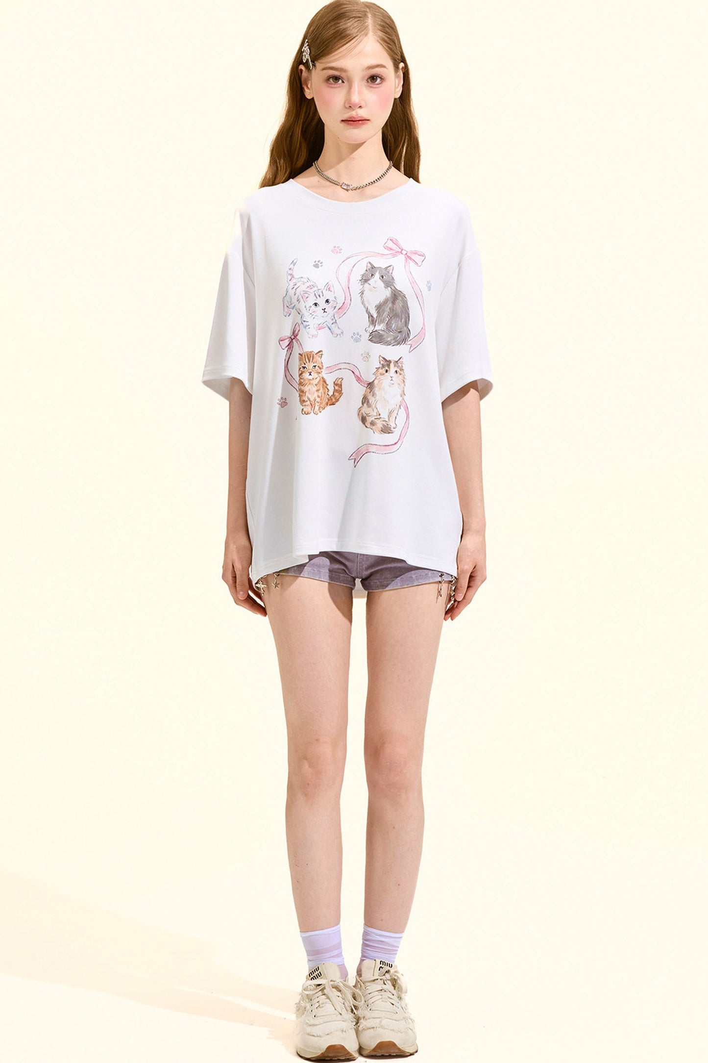 Süßes Katzen-Oversize-T-Shirt