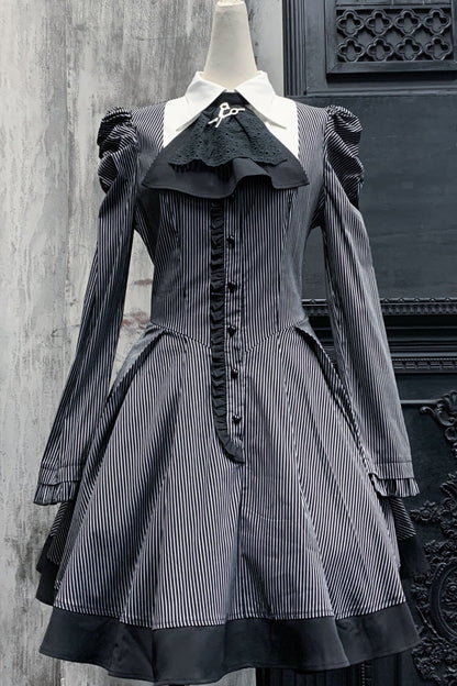 Gothic Lady Striped Dress