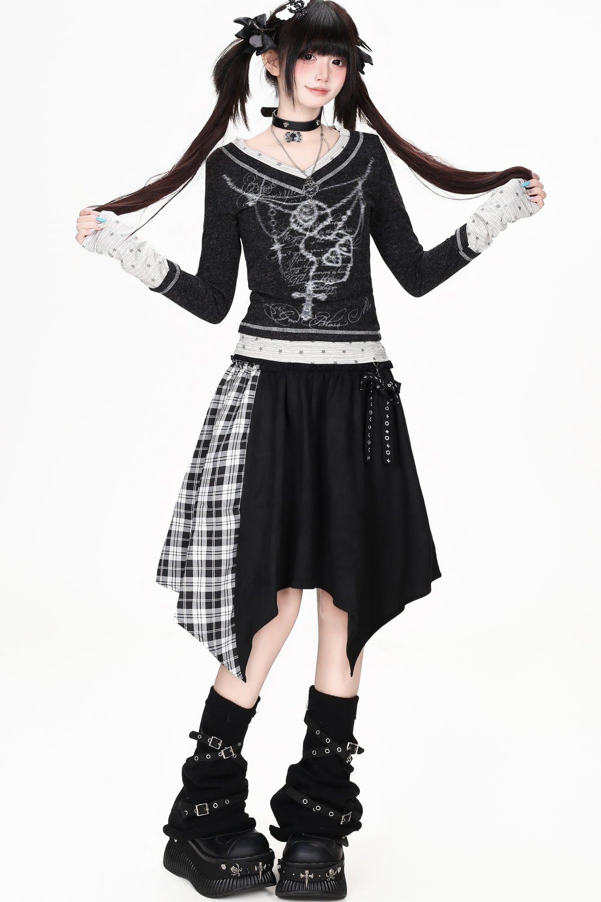 Heart Print Long Sleeve Top