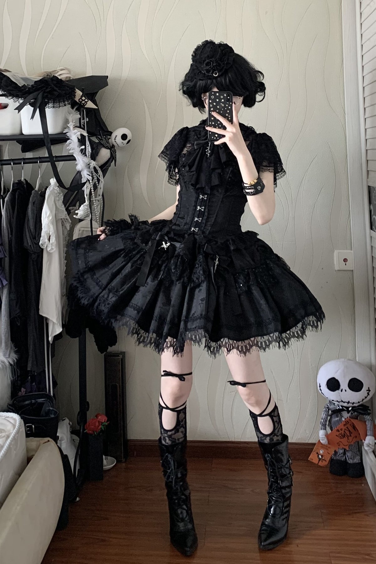 Silver Moon Thorn Halter Gothic Lolita Set