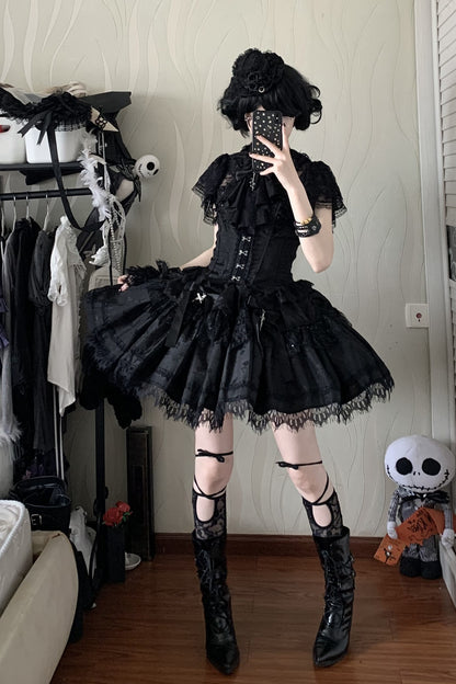 Silver Moon Thorn Halter Gothic Lolita Set