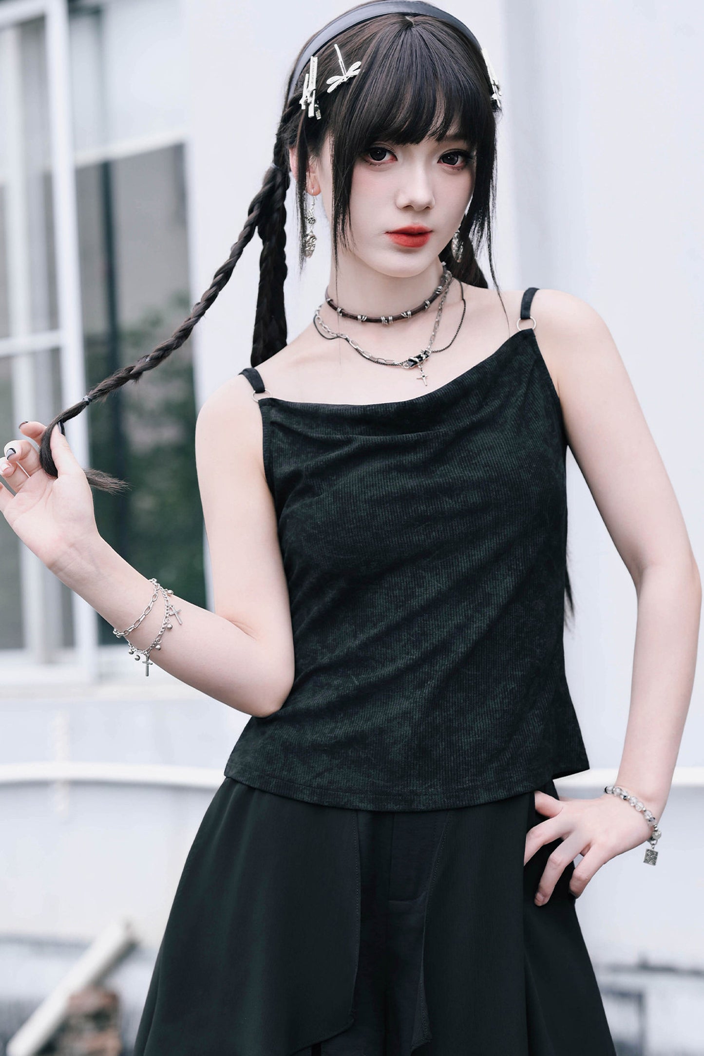 ブラックシアードレープキャミソール