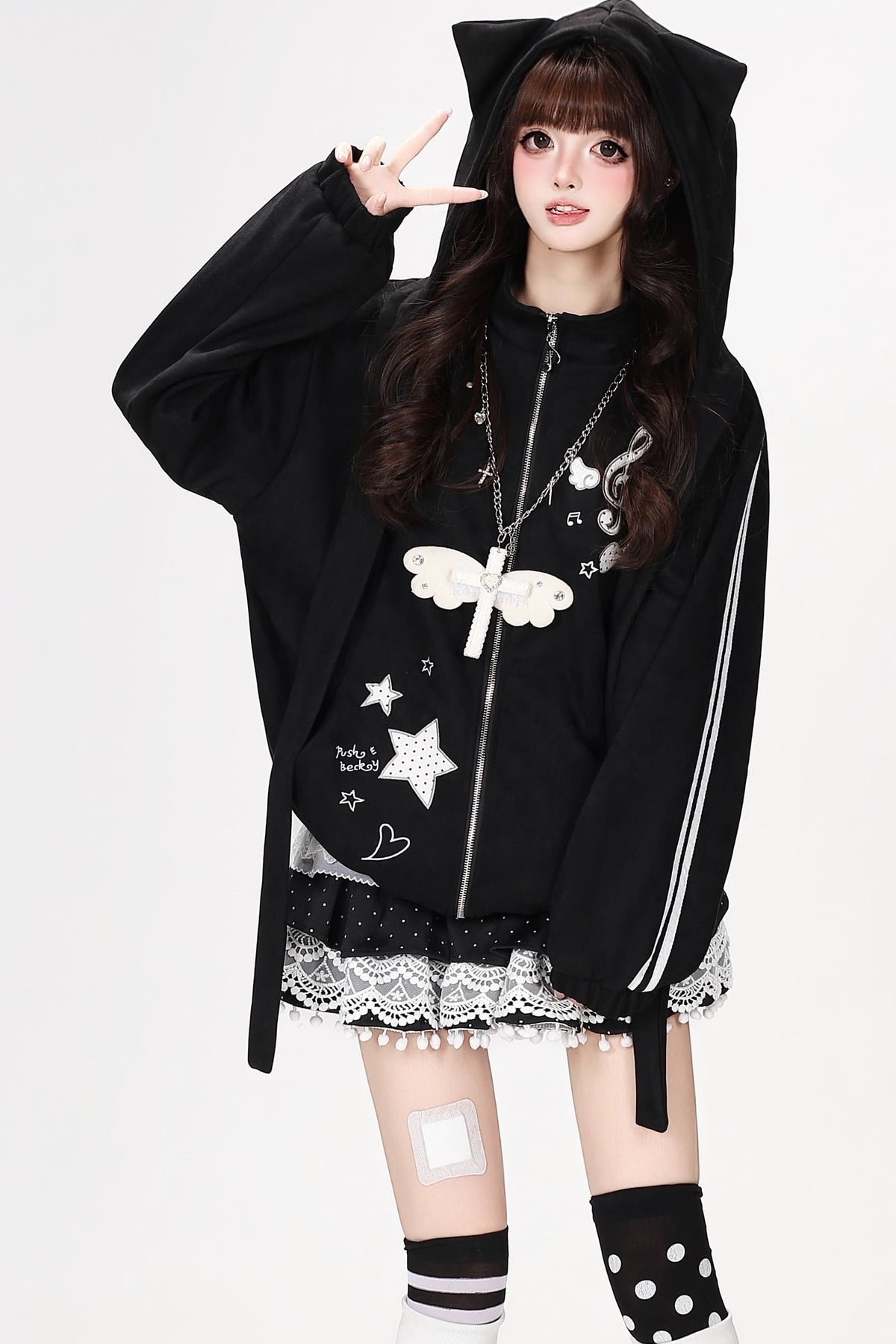 Detachable Cat Ear Faux Suede Jacket
