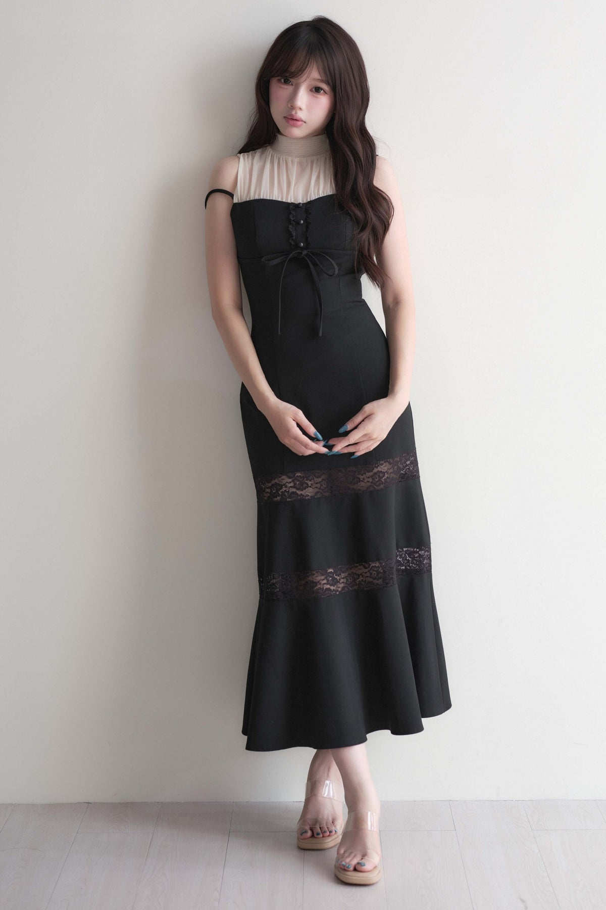 Lace Patchwork Sleeveless Mermaid Long Dress