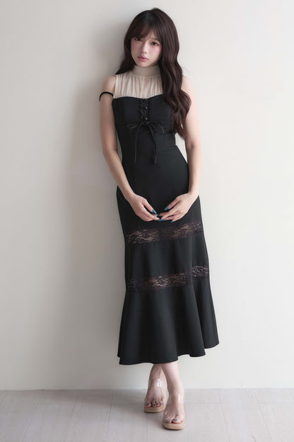 Lace Patchwork Sleeveless Mermaid Long Dress
