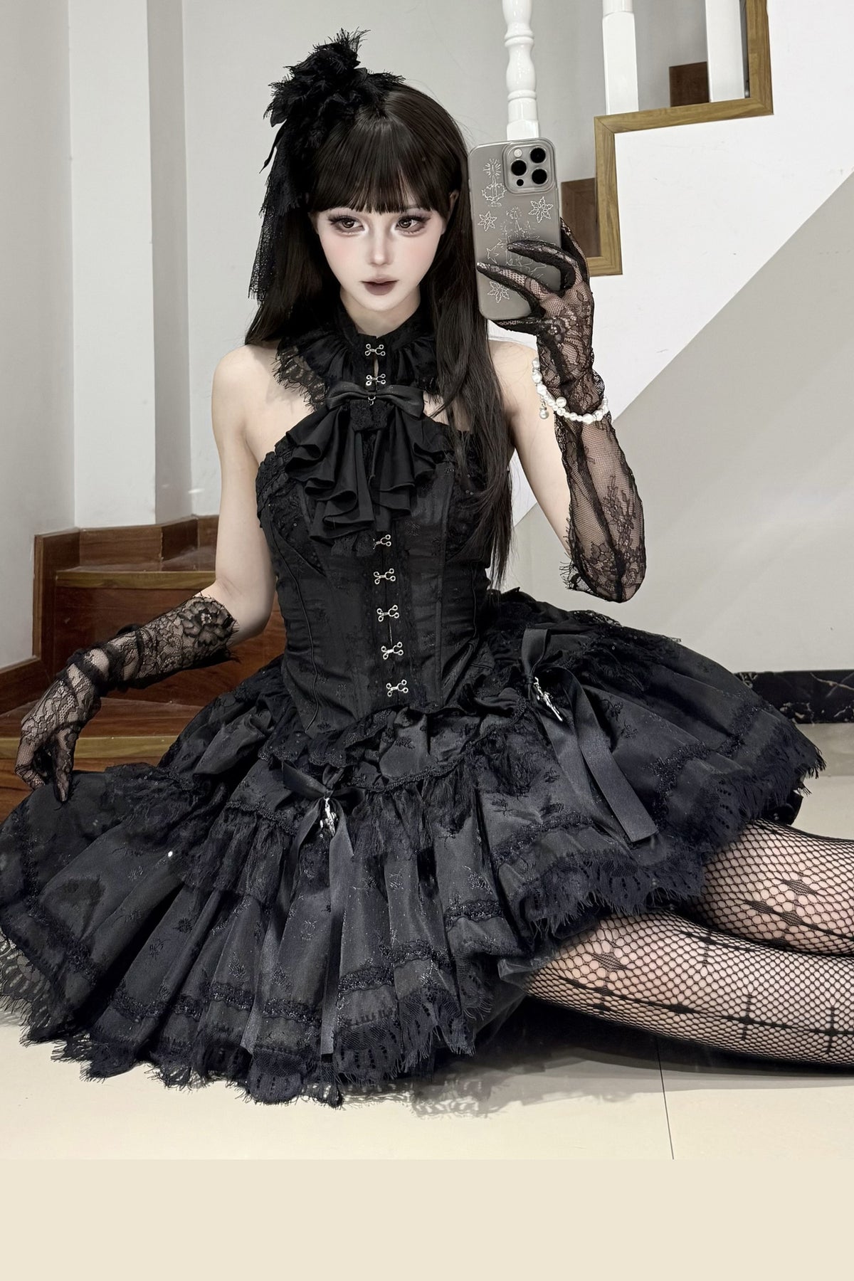 Silver Moon Thorn Halter Gothic Lolita Set