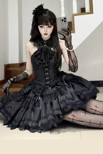 Silver Moon Thorn Halter Gothic Lolita Set