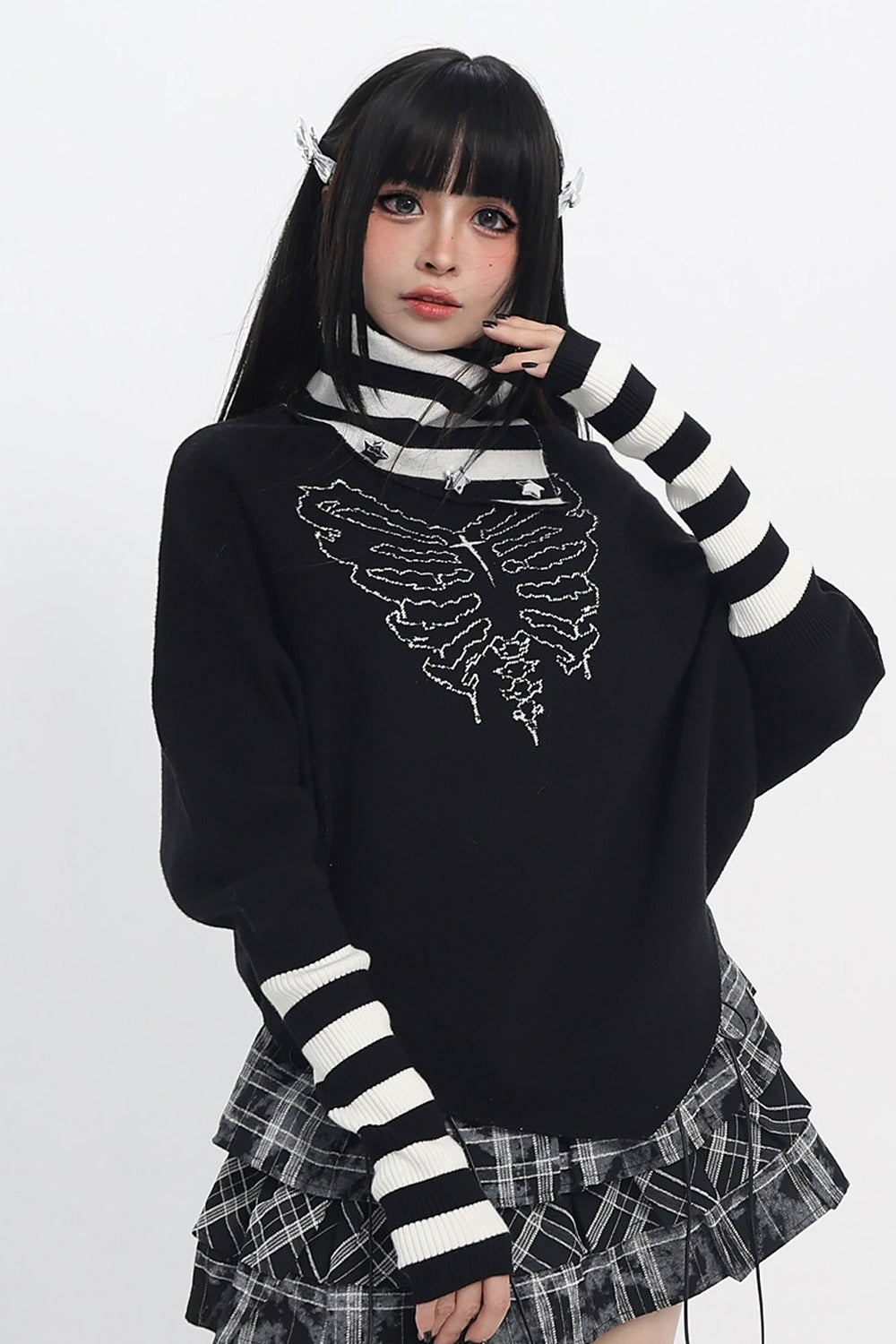 Dark Striped Turtleneck Knitwear
