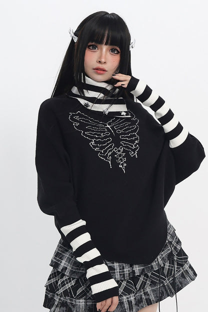 Dark Striped Turtleneck Knitwear