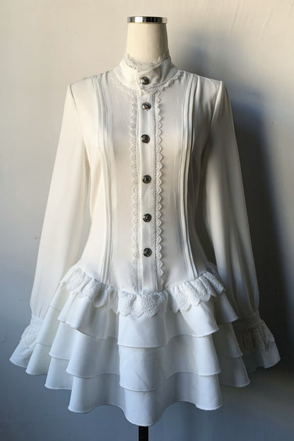Moonlit Lace White Gothic Dress