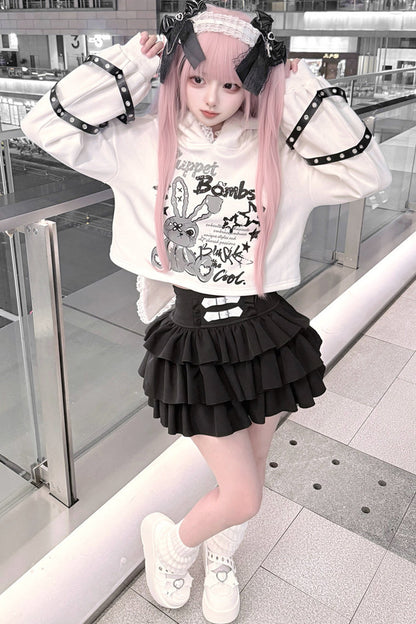 Long Eared Rabbit Sweatshirt And Cake Skirt Set-Up