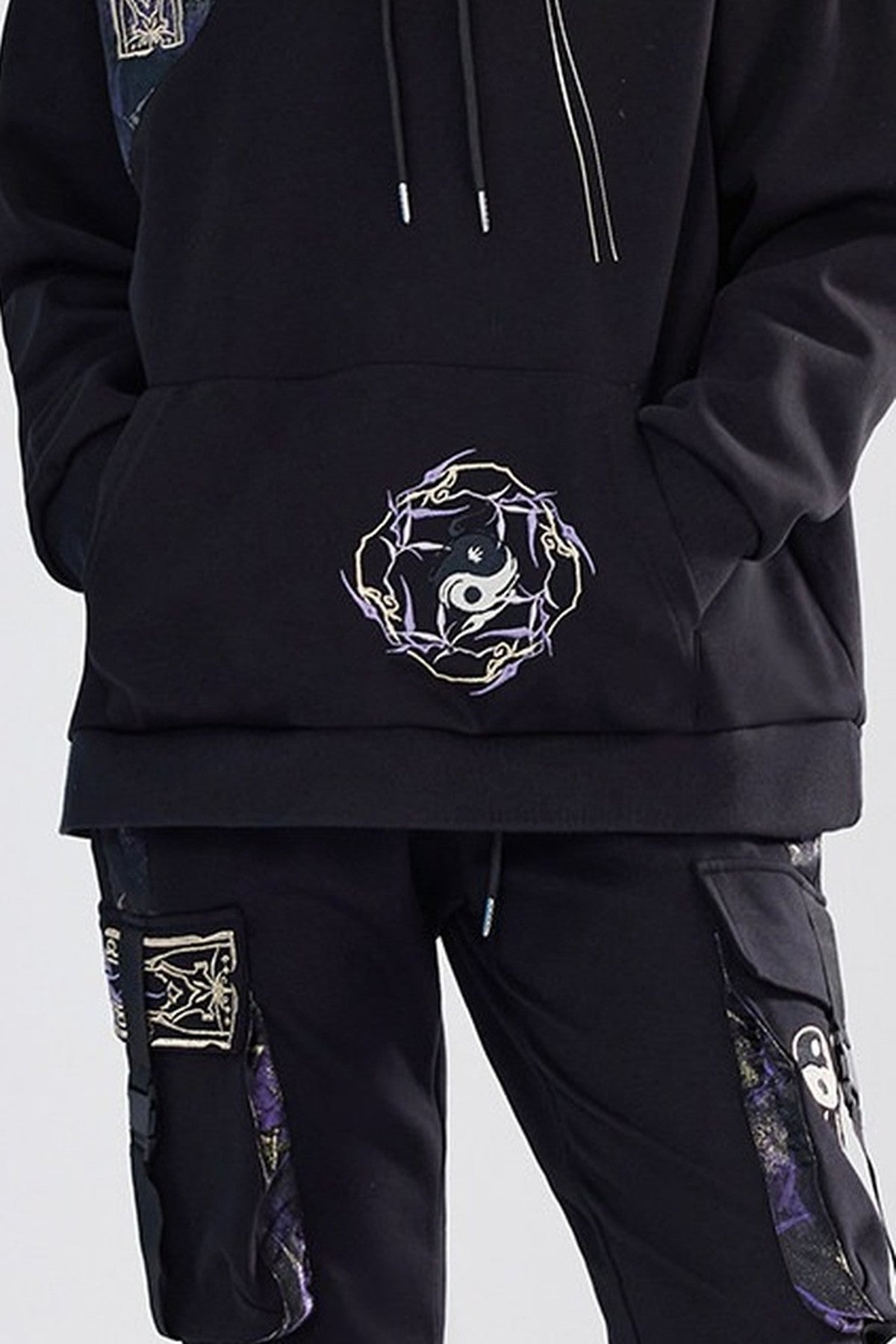 Embroidered Fleece Hoodie and Pants Set-Up